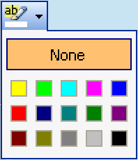 The Word 2003 Highlight Dropdown from the Formatting Toolbar