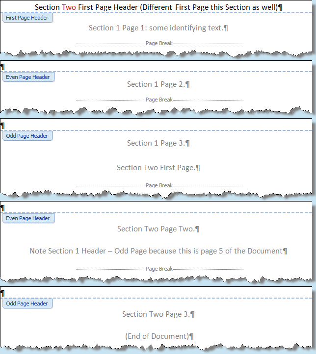 The Word Document after deleting the Section Break