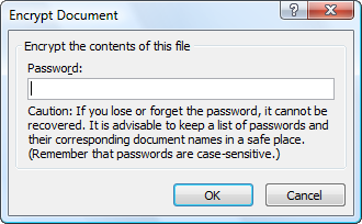 Word 2007 Encrypt Document Dialog