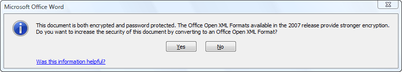 Word 2007 Encryption Suggestion